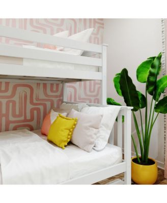 Solid Wood Bunk Bed, Twin over Full with Ladder on End for Kids