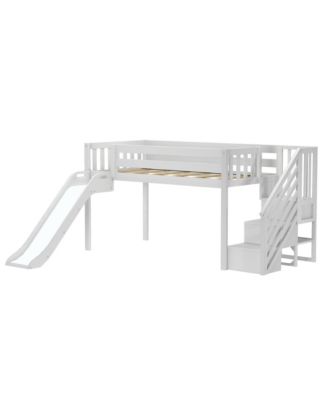 Low Loft With Stairs, Easy Slide and Firetruck Curtain