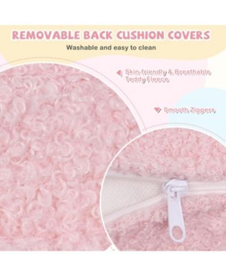 2-Seat Kids Sofa Toddler Sofa Couch with Soft Teddy Fleece Upholstery and Solid Wooden Frame