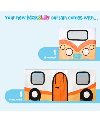 Low Twin over Twin Bunk With Stairs, Easy Slide and Orange Camper Van Curtain