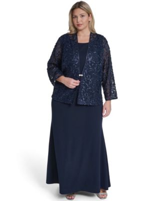 Plus Size Scoop Neck Gown & Jacket, 2-Piece Set