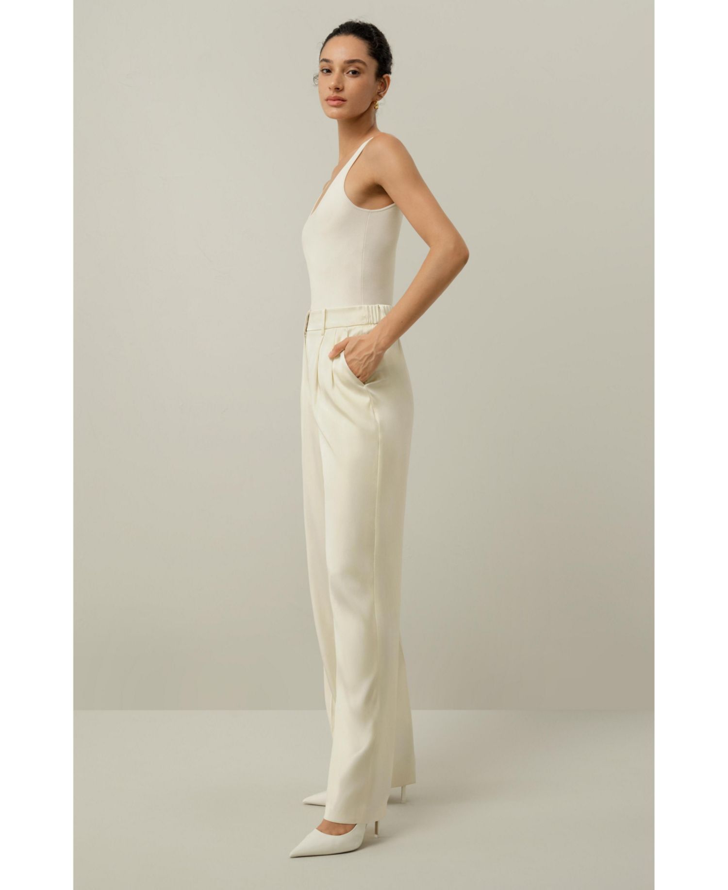 Women's Double-Faced Charmeuse Straight- Leg Pant