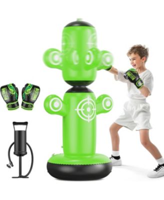 360degree(s) Rotatable Punching Bag for Kids, Lager 64" Kids Punching Bag with Gloves, Hand Pump and 6 Targets, Bop Bag Inflatable Punching Toy