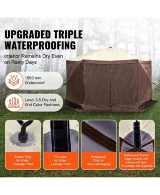 6-Sided Pop-Up Gazebo Screen Tent with Removable Wind Cloths and Mesh Windows 12.5x12.5FT