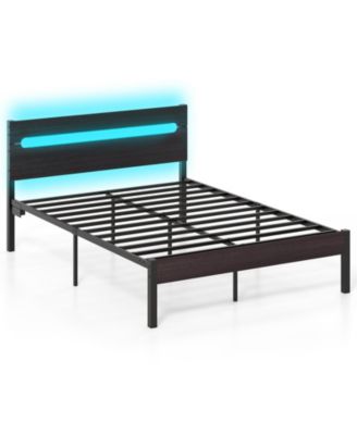 Heavy-Duty Metal Slats Support Bed Platform with Charging Station
