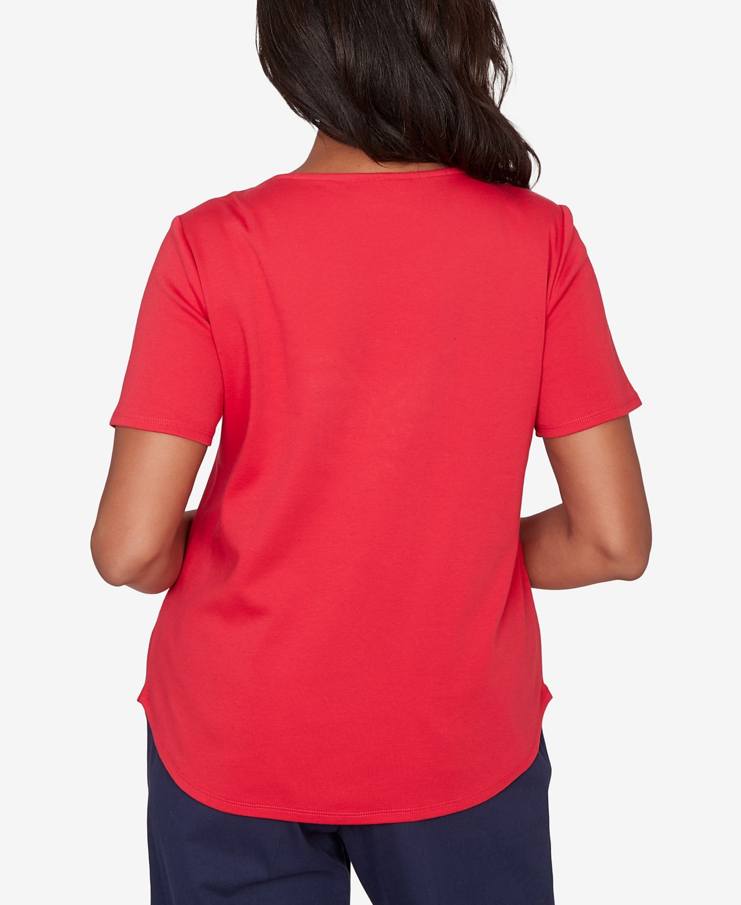 Женская футболка Alfred Dunner Petite Lady Liberty Sparkling Americana Butterfly Crewneck, цвет: Красный — фото 6