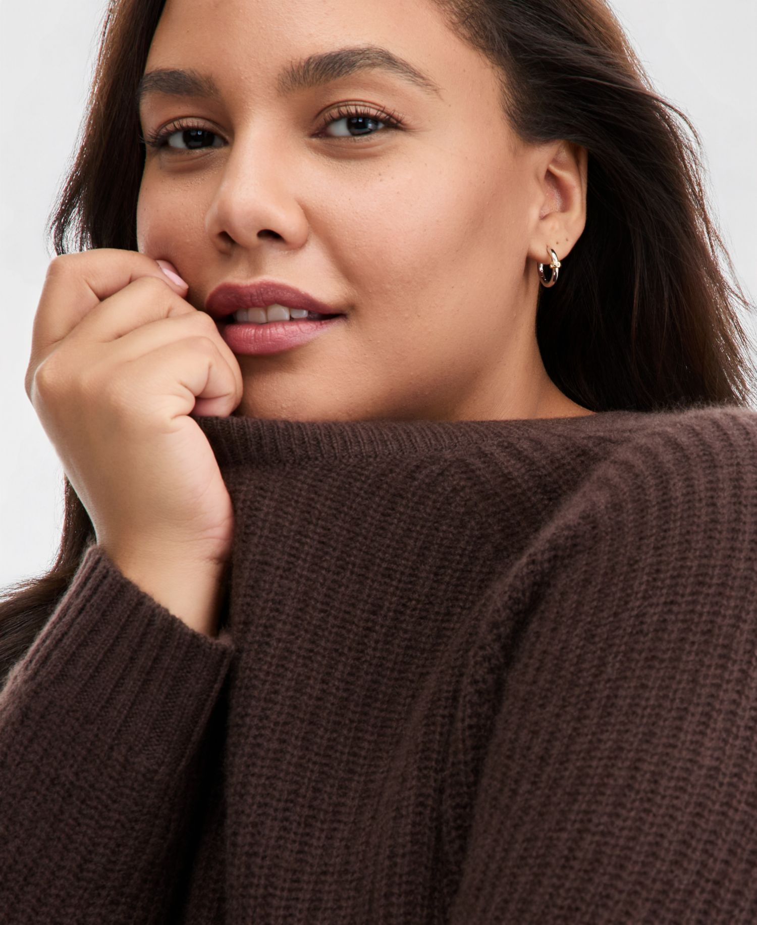 Plus Size 100% Cashmere Shaker Stitch Crewneck Sweater