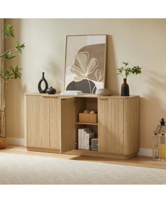 Oak 63 Vertical Stripe Buffet Cabinet/TV Stand
