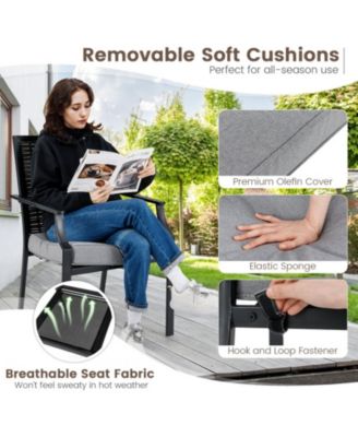 Stackable Wicker Patio Dining Chairs Set of 2 with Removable Cushions