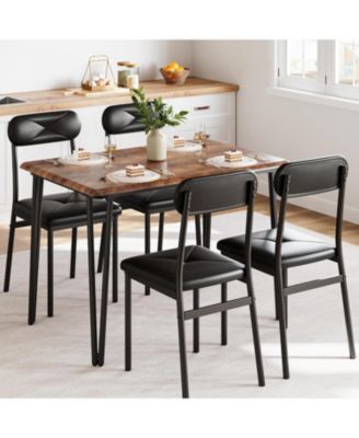 Dining Table Set for 4 Kitchen Table and Chairs for 4 5 Piece Kitchen Dining Room Table Set Dinner Table With Upholstered Seat