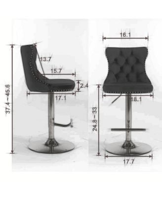 Velvet Swivel Bar Stools Set of 2, Adjustable Counter Height Chairs with Nailhead Trim and Metal Base for Kitchen Island