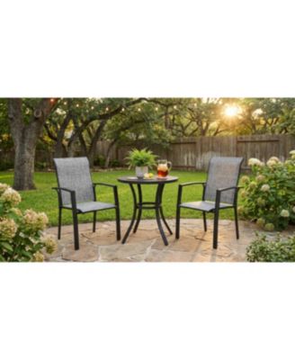 2-Piece Stackable Outdoor Dining Chairs, Metal Frame with E-Coating, Textilene All-Weather Patio Chairs