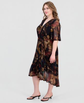 macys plus size midi dress On 34th Trendy Plus Size Denim Tiered Midi Dress, Created for Macy's
