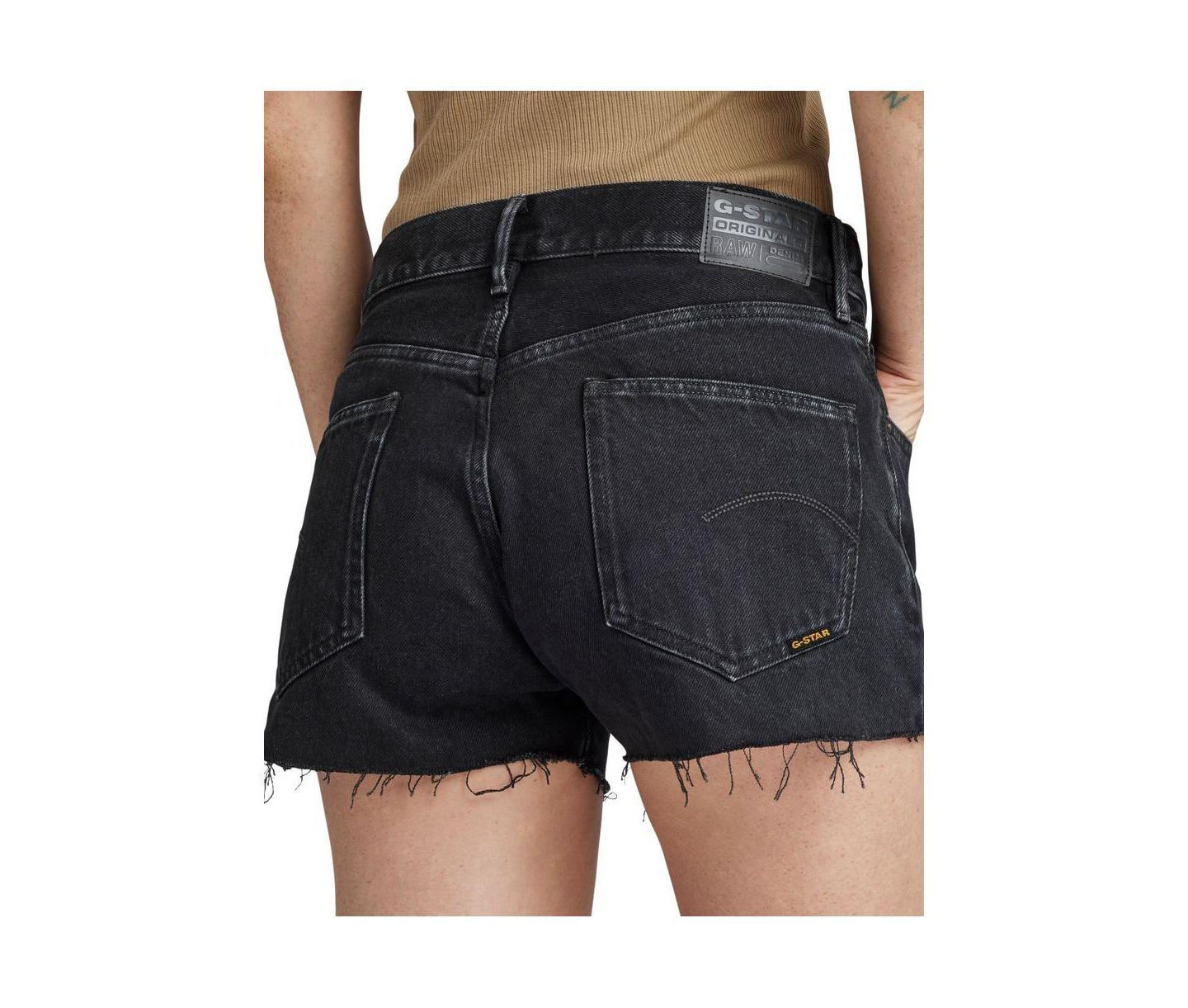 Женские шорты G-Star True Shorts Raw Edge, цвет: Угольно-чёрный — фото 3