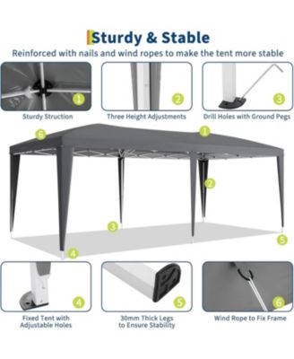 10x20 Heavy Duty Pop Up Canopy Tent with 6 Removable Sidewalls