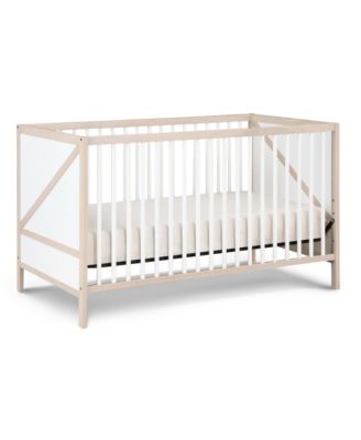 Washed 3in1 Convertible Crib Mid Century Modern Z Design Solid Wood Three Adjustable Mattress Heights for Baby Nursery