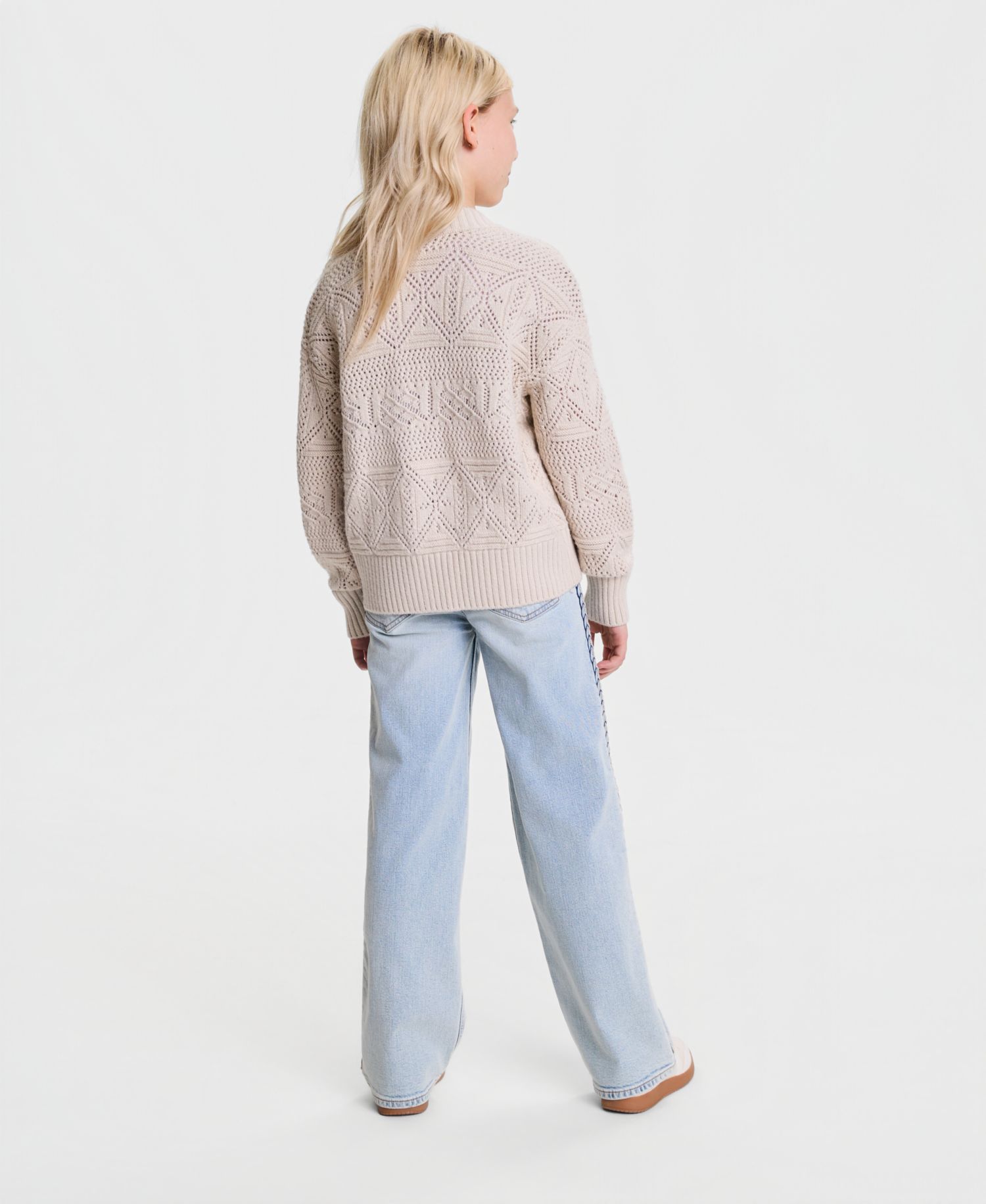 Girls' 5-16 Braided High-Rise Wide-Leg Jeans