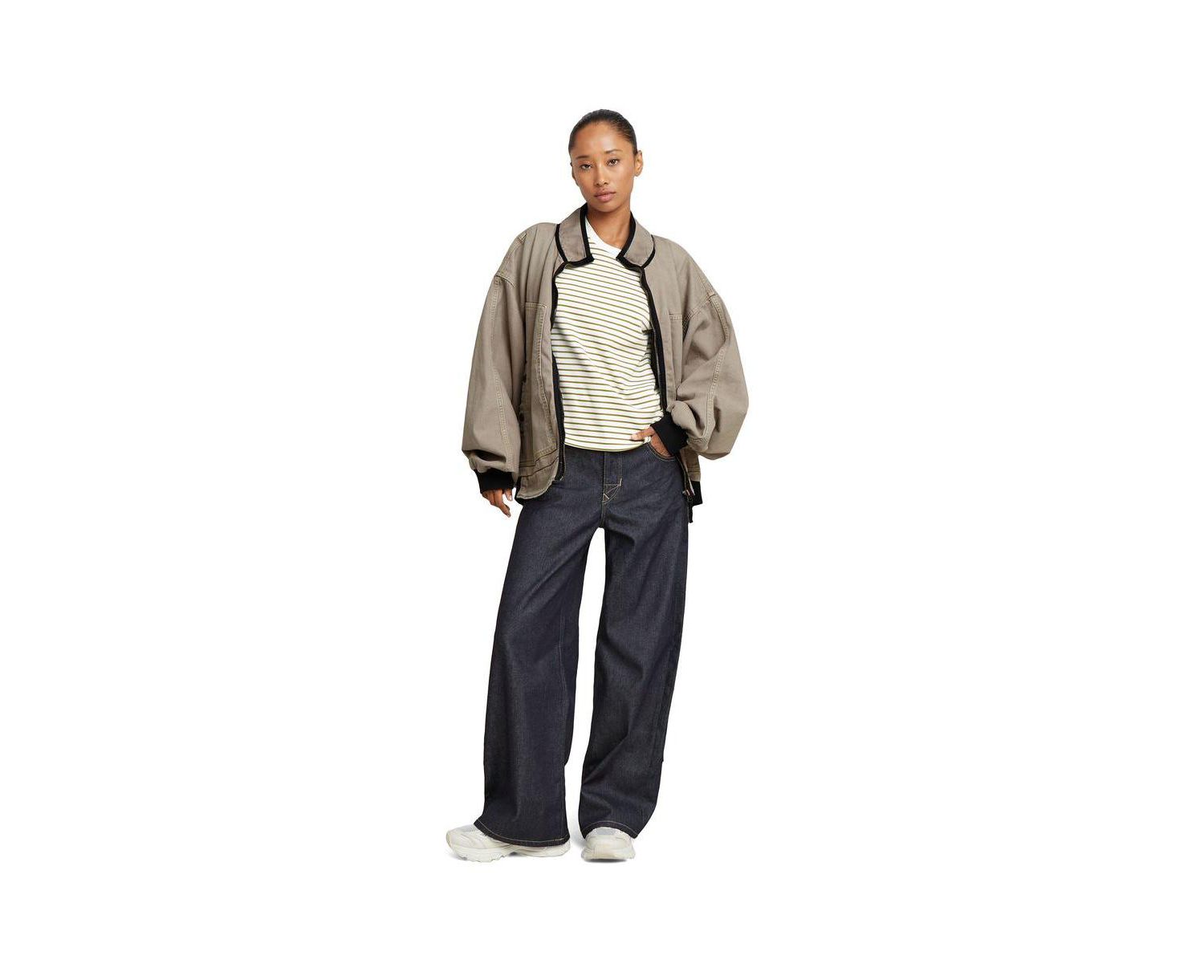 Women's Skater Long Pocket High Loose Jeans