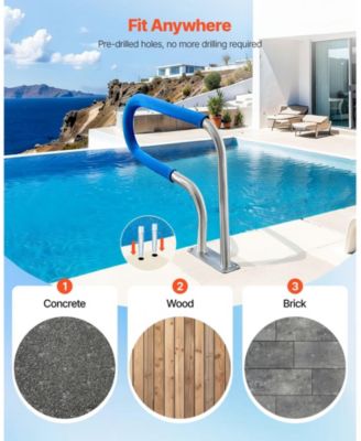 Pool Rail, 220 lbs Capacity, Stainless Steel Handrail for Poolside