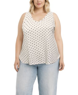 Plus Size Polka Dot Bubble Crinkley Double Tank Top