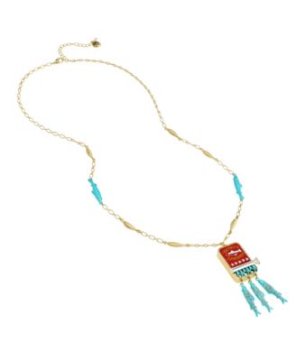 Faux Stone Girl Dinner Sardines Pendant Necklace