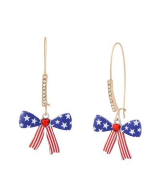 Faux Stone Americana Bow Dangle Earrings