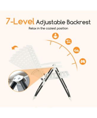 Set of 2 Outdoor PP Folding Chair Adjustable Reclining 7-Level All-Weather Patio