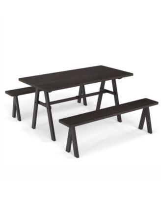 3-Piece Outdoor Picnic Table and Bench Set for 6 People