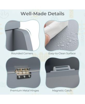 Wooden Mobile Toy Storage Organizer with Bookshelf and Lockable Wheels