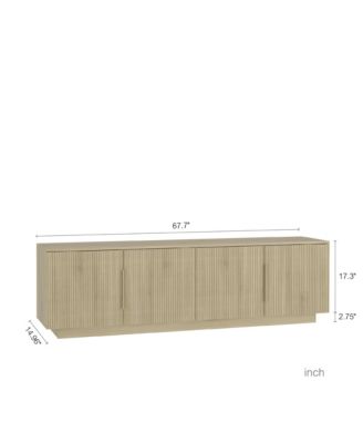 TV Stand with Storage, 68" Modern Wooden Media Control Table with 16 Color LEDs, Entertainment Center for 55 60 65 Inch TV