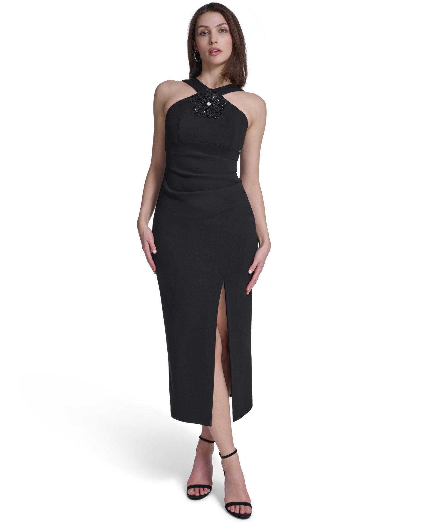 Women's Slit Halter Neck Midi Dress