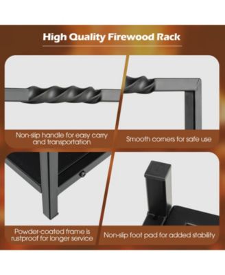Steel Firewood Log Holder with Raised Feet and Carrying Handles