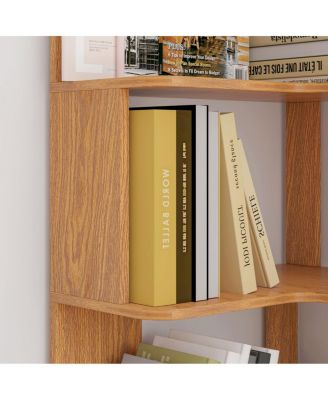 90cm L-Shape 5-Tier Corner Bookshelf with Anti-Tip