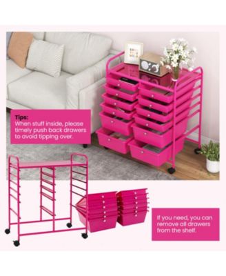 12-Drawer Rolling Storage Cart with Mixed-Size Drawers and Lockable Wheels