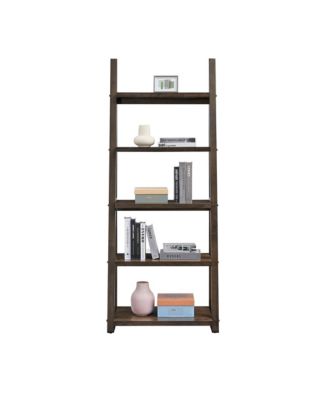 Ladder Bookshelf - 5-Tier Rubber Wood Frame Bookcase, Storage Rack for Living Room, Home Office