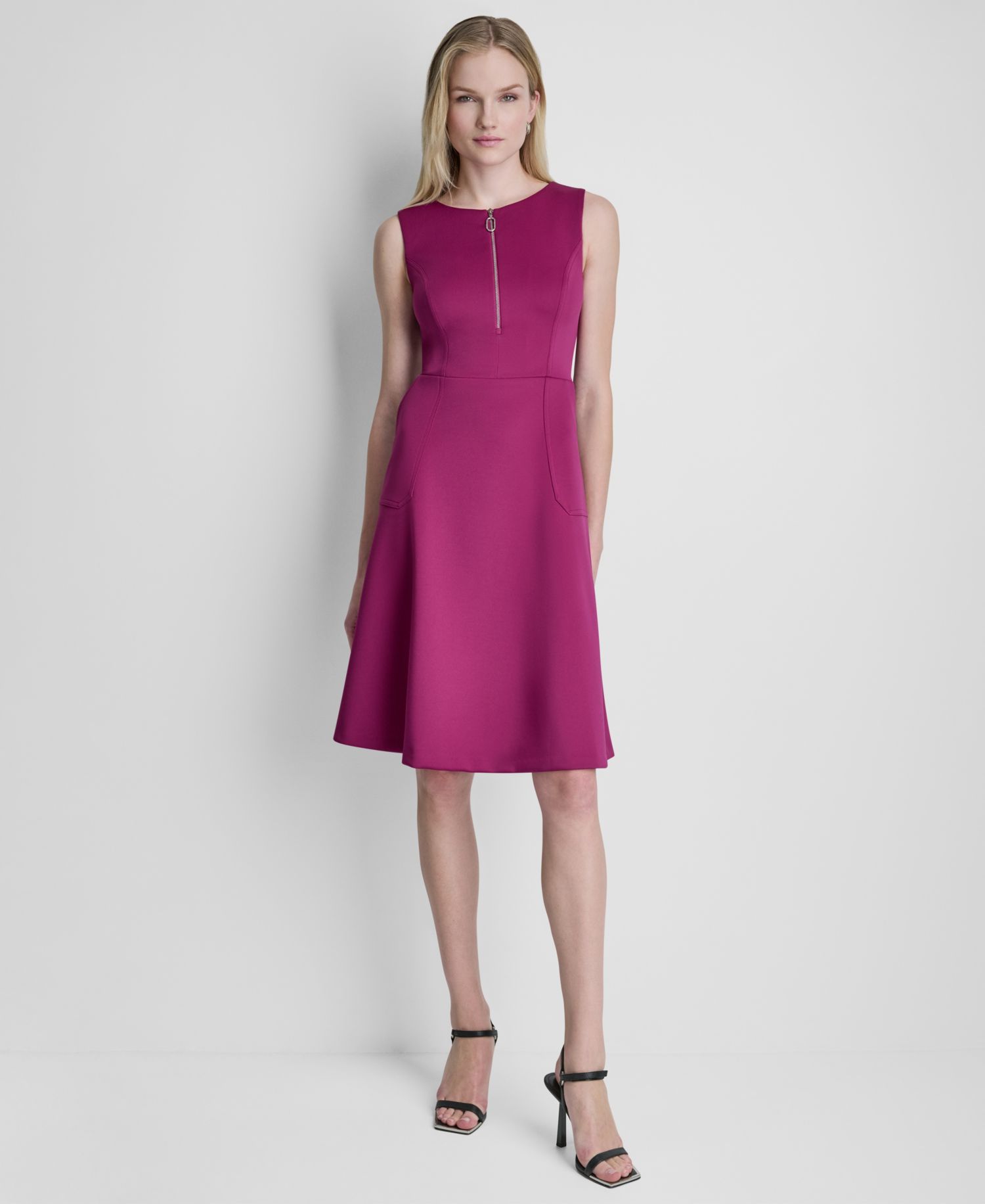 Women's Sleeveless Zip-Front Crewneck Dress