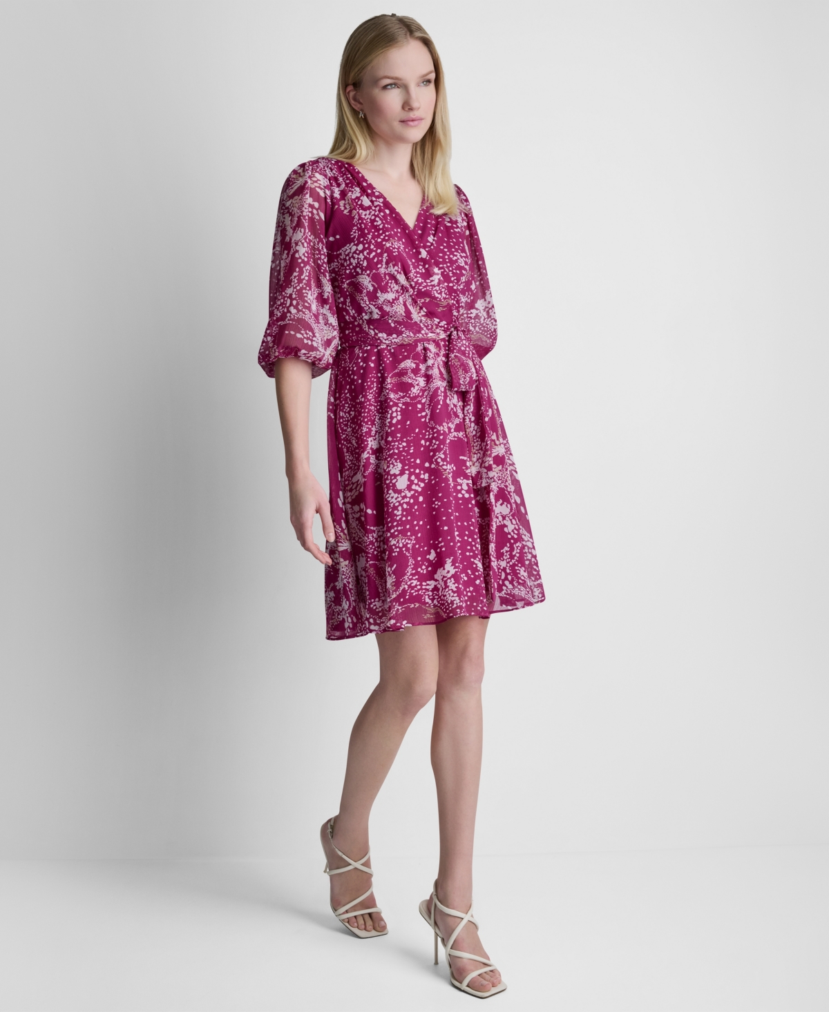 Dkny Women's Surplice V-Neck Balloon-Sleeve Dress
