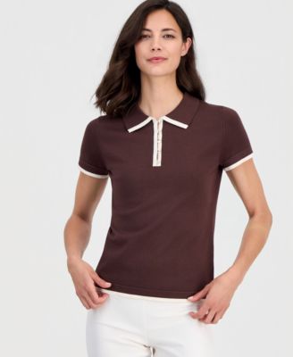 Women's Polo-Collar Short-Sleeve Top