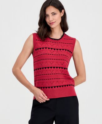 Women's Crewneck Sleeveless Pointelle Top