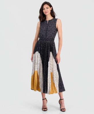 Women's Printed Split-Neck Sleeveless Dress