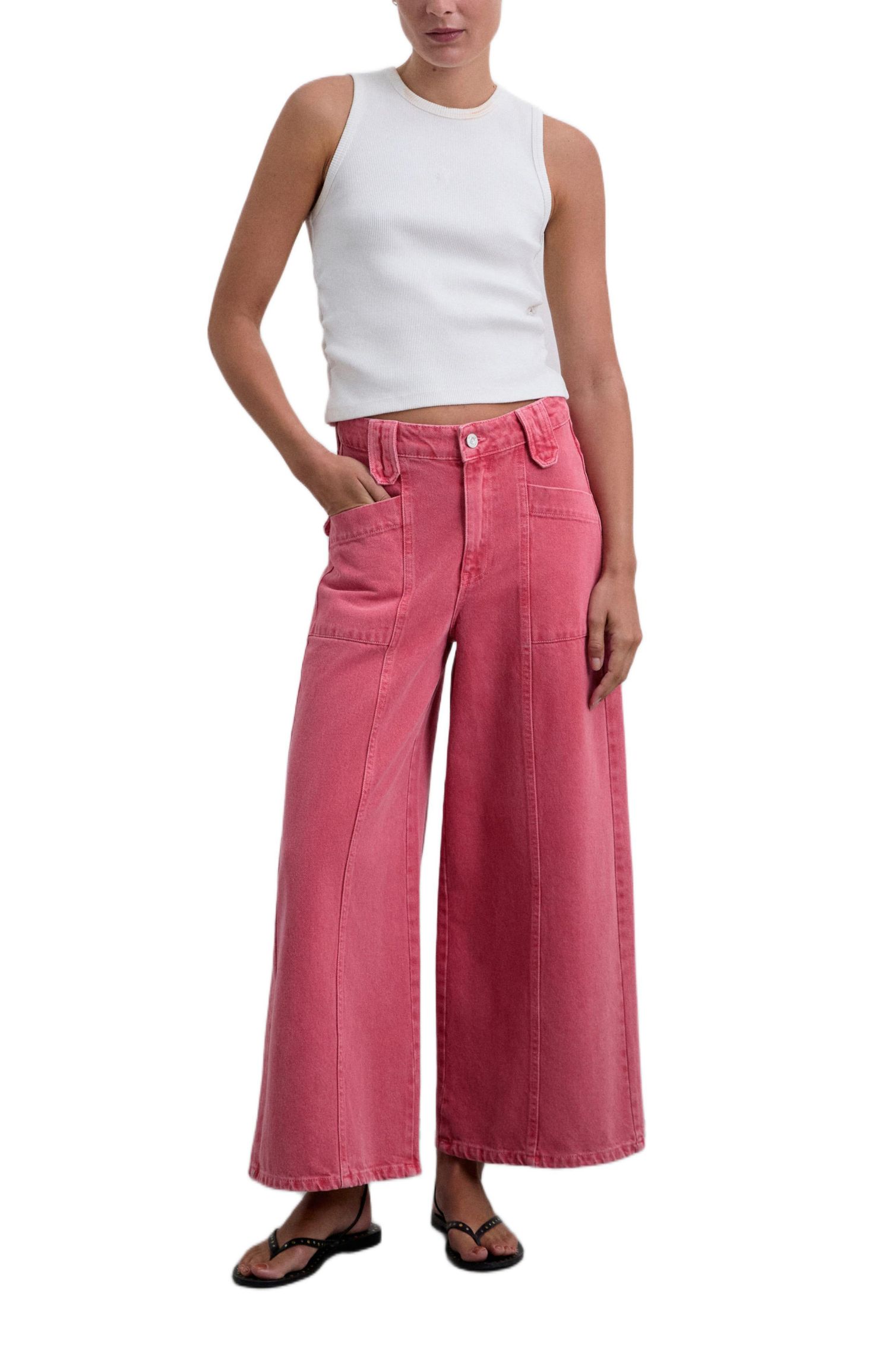 Women's Culotte Washed Denim Pant