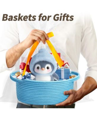 Woven Basket Gift Storage Rope Handles