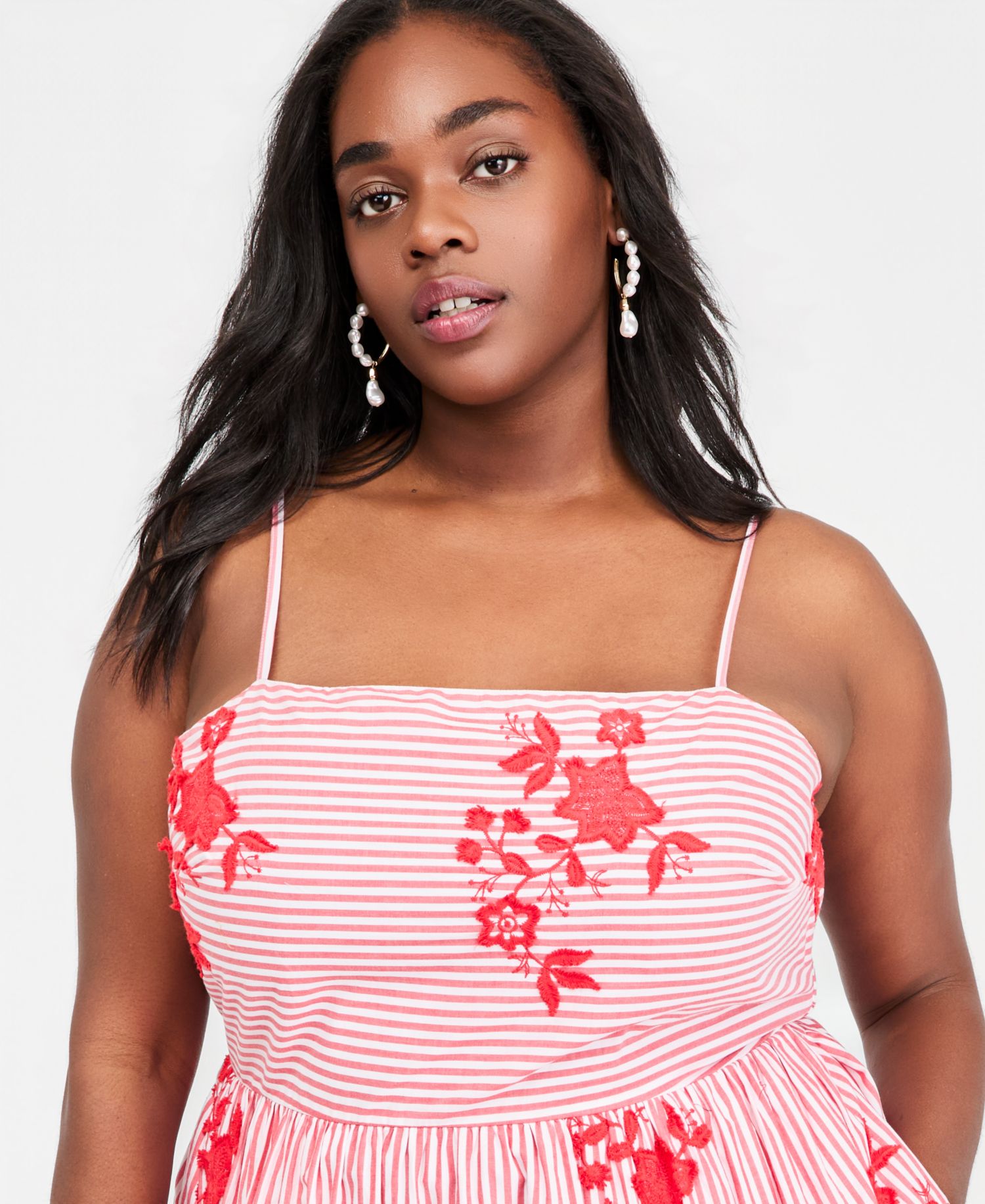 Plus Cutout-Back Tiered Cotton Midi Dress
