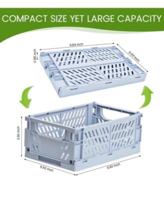4Pack Plastic Storage Baskets Collapsible Crates Organizing Mini Bins