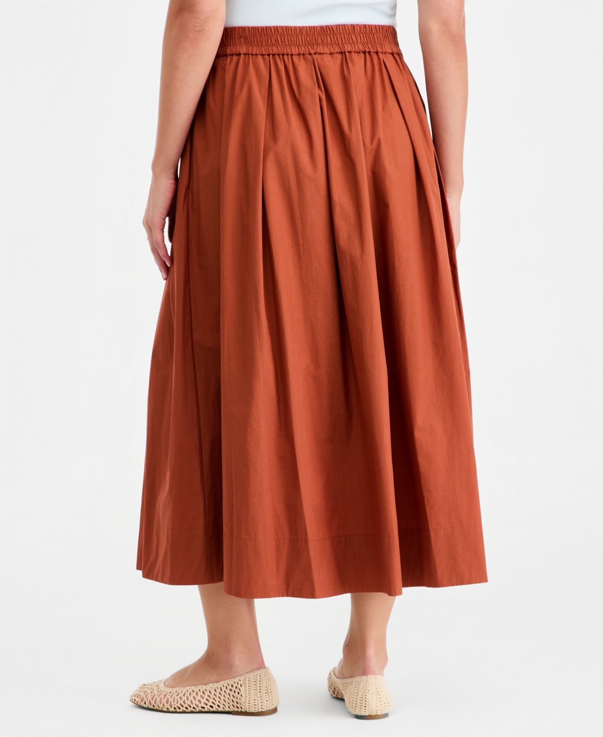 On 34th Women's Pull-On Cotton Poplin Midi Skirt, Macy's Exclusive