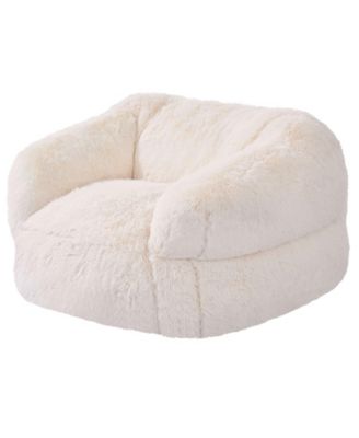 Fluffy Plush Bean Bag Chair with Armrests, High-Density Foam Filling