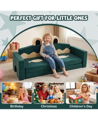 Modular Kids Play Couch with Velvet Cover for Creative Play