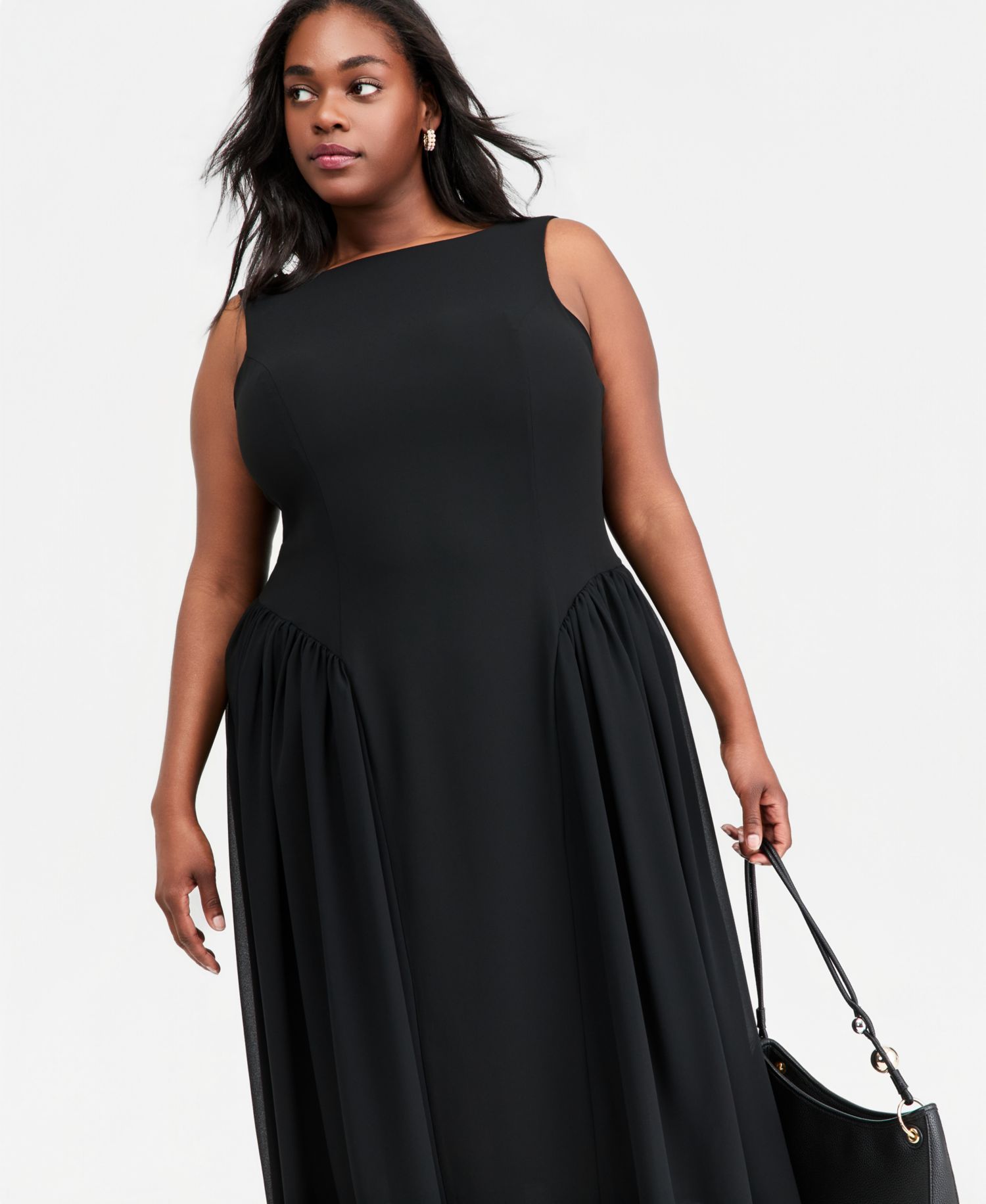 Plus Size Drop-Waist Midi Dress