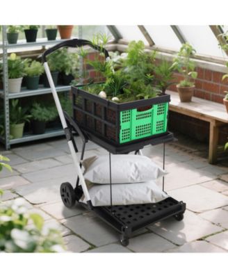 Collapsible Rolling Grocery Cart w/ Removable Basket and 360degree(s) Swivel Wheels, Lightweight Folding Utility Cart for Shopping and Office