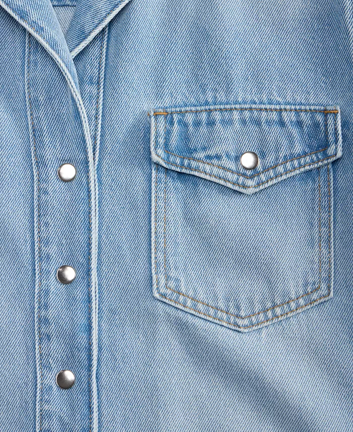 Women's Soft Denim Button-Front Short-Sleeve Shirt - thumbnail 6